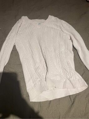 croft & barrow Light Pink Cable Knit V-Neck Sweater